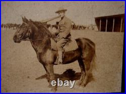 Vintage Antique Photo Cabinet Card US Cavalry Soldier' Ellsworth Ford'on Horse
