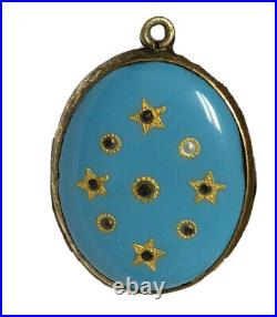 Vintage Antique Rolled Gold Enameled Seed Pearl Picture Locket Oval Pendant