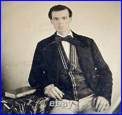 Vintage Antique Ruby Red Ambrotype Photo Young Man Gentleman in Classic Attire