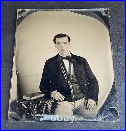 Vintage Antique Ruby Red Ambrotype Photo Young Man Gentleman in Classic Attire