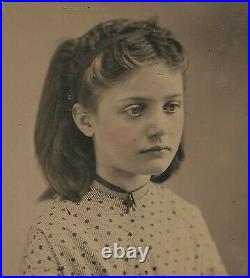 Vintage Antique Tintype Photo Beautiful Cute Face Pretty Young Victorian Girl