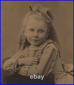 Vintage Antique Tintype Photo Beautiful Cute Young Lady Girl Sheboygan Wisconsin