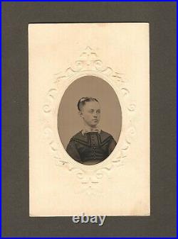 Vintage Antique Tintype Photo Beautiful Prim & Proper Young Victorian Lady Girl