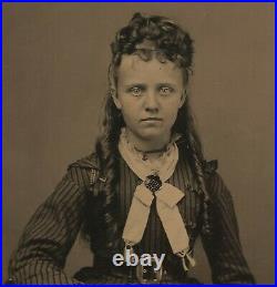 Vintage Antique Tintype Photo Pretty Cute Sweet Young Victorian Lady Teen Girl
