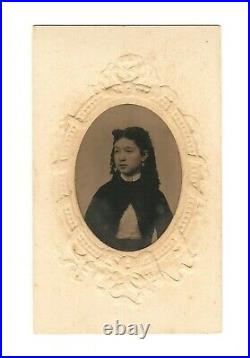 Vintage Antique Tintype Photo Pretty Young Lady Teen Girl Norwich Connecticut