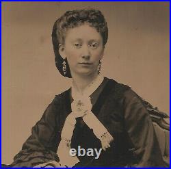 Vintage Antique Tintype Photo Pretty Young Victorian Lady with Exquisite Beauty