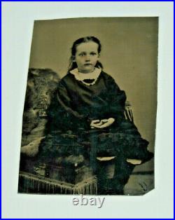 Vintage Antique Tintype Photo Young Victorian Lady Girl Child