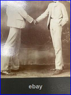 Vintage Antique Trick Photography Cabinet Card Man Shakes His Own Hand Illinois