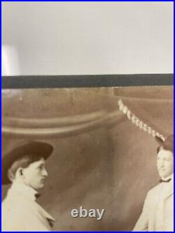 Vintage Antique Trick Photography Cabinet Card Man Shakes His Own Hand Illinois