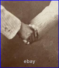 Vintage Antique Trick Photography Cabinet Card Man Shakes His Own Hand Illinois