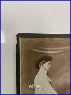 Vintage Antique Trick Photography Cabinet Card Man Shakes His Own Hand Illinois