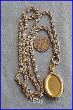 Vintage Antique Victorian Gold Filled Etruscan Picture Locket Necklace
