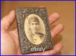 Vintage Antique Victorian Mourning Photo With Lock Of Hair Inside Frame