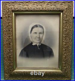 Vintage Antique Wood Gilded Framed Portrait Photo Woman 25-1/4 x 29-1/4