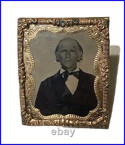 Vintage Antique1800'Gold Plate Daguerreotype Photo Portrait Gentleman Male Old