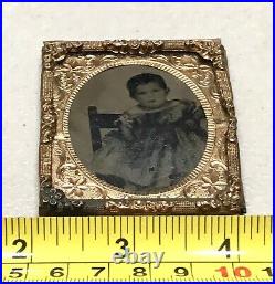Vintage Antique1800'Gold Plate Daguerreotype Photograph Portrait Child Girl Old