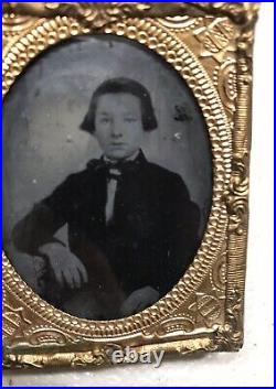 Vintage Antique1800'Gold Plate Daguerreotype Photograph Portrait Lady Half Case