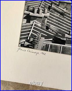 Vintage Bela Kalman Signed Photo B & W Print Paris Chimneys 1962