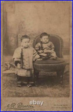 Vintage Cabinet Card Pittsburgh Asian Children Named Scarce Bertha Lillie James