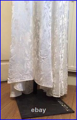 Vintage Damask Silky Satin 1950's Bridal Wedding Dress with Photos 10 12