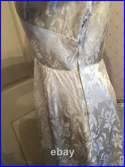 Vintage Damask Silky Satin 1950's Bridal Wedding Dress with Photos 10 12