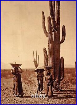Vintage EDWARD CURTIS American Indian Women Cacti GOLDTONE Photo Engraving 11x14