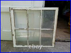Vintage Farmhouse old wood window sash 6 pane picture frame 29 3/4 x 32 1/2