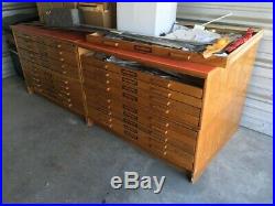 Vintage Flat File Cabinet for Blueprints, Drawings, Photos or Maps- Solid Oak