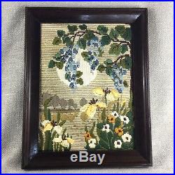 Vintage Framed Embroidery Tapestry Wool Work Needlepoint Art Deco
