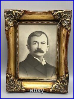 Vintage Framed Photo Man Woman Gold Ornate 7x9 Antique Black & White Not Creepy