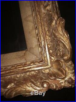 Vintage French Provincial Gold Ornate Picture Frame carved wood antique Large