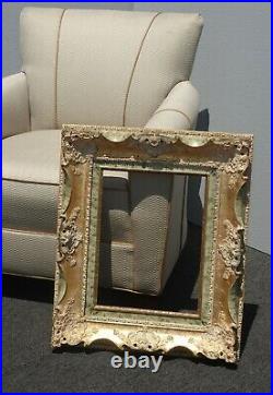 Vintage French Provincial Ornate Rococo Gold Green Picture Frame