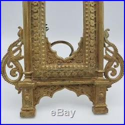 Vintage Heavy Brass Ornate Moroccan Style Tall Rectangular Picture Frame