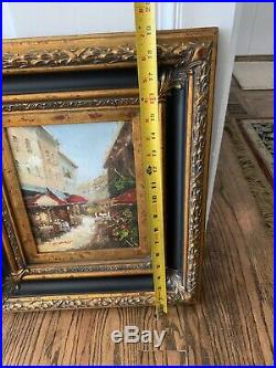 Vintage Large Victorian Style Gold Wooden Picture Frame w Scenic Picture 18x16