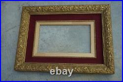 Vintage Large Wood Deep Painted Gold Painting Picture Frame 24 x 30 Red Velvet