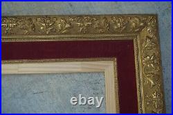 Vintage Large Wood Deep Painted Gold Painting Picture Frame 24 x 30 Red Velvet