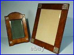 Vintage Maitland Smith London Mahogany & Leather Sterling Accent Picture Frames