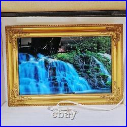 Vintage Motion Light Up Framed Waterfall Picture Art Water Bird Sounds 21x13