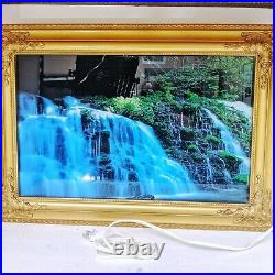 Vintage Motion Light Up Framed Waterfall Picture Art Water Bird Sounds 21x13