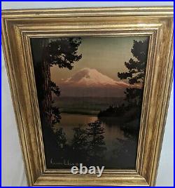 Vintage Norman Edson Mt Rainier Orotone Goldtone Tinted Photograph
