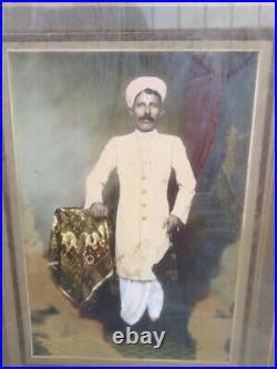 Vintage Photograph Of Old Man Wearing Turban Painting Print Framed Wall Hanging