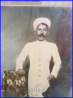 Vintage Photograph Of Old Man Wearing Turban Painting Print Framed Wall Hanging