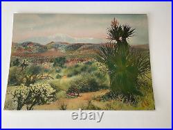 Vintage Photograph Painting Antique Desert Landscape 1930'S Desert Palms Colored