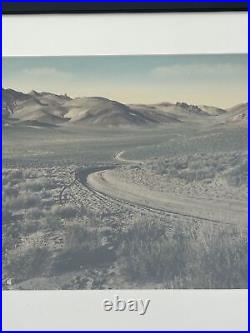 Vintage Photograph Painting Antique Desert Landscape 1930'S Desert ROAD Colored