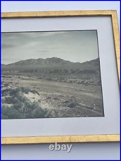 Vintage Photograph Painting Antique Desert Landscape 1930 Signed Desert Colored