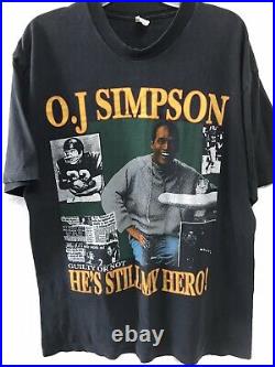 Vintage Rare OJ Simpson Rap tee T Shirt Large Black Knife Photo Back Print OG