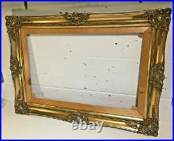 Vintage Rococo Baroque Gold Gilt & Gesso Detail Wooden Picture Frame, Large