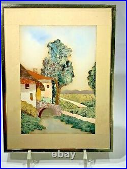 Vintage Superb G. Ugulini Stone Mosaic Pietra Dura Florence Country Picture