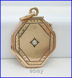 Vintage Victorian Art Deco Etched Gold Filled Pearl Photo Locket 1