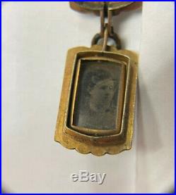 Vintage Victorian Mourning Gold Filled Antique Picture Locket Pendant QZD5